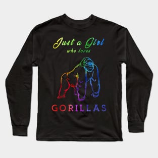 Cute Gorilla T-Shirt, Gift For Animal Lover, Women, Men, Girl, and Boy / watercolor Long Sleeve T-Shirt